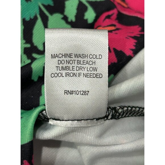 Alexia Admor NWT Floral Print Cap-Sleeve Dress Black Green Fuchsia Sz Large - Picture 9 of 10
